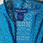 Blue Crochet Cardigan with Button Closure Size XL Photo 1