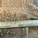 Jovani  Evening Long Sleeve Beaded Illusion Beige Gatsby Deco Formal Keyhole Gown Photo 13