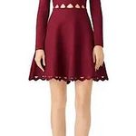John + Jenn Maroon Burgundy Long Sleeve Fit & Flare Mini Dress Laser Cut Outs L Photo 0