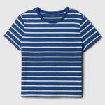 Gap Organic Vintage Soft Cropped Striped Blue White Baby T-Shirt Women’s Size M Photo 0