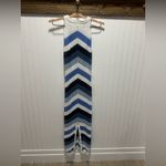 Young Fabulous and Broke  crochet Chevron Maxi Dress Blue/White Sz S Beach Vacation Photo 1