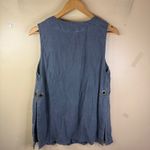 Free People Free‎ People Women's Medium Blue Linen Viscose V Neck Sleeveless Boho Top Photo 6