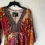 Sacred Revival Top Small Red Orange Purple‎ 3/4 Sleeve Embellished Boho Photo 1
