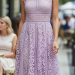 NWT Dalia MacPhee Lace & Tulle Lavender Midi Dress Photo 0