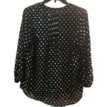 Abbeline  Size small women’s black with gold design V-neck blouse Photo 4