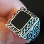 Sterling Silver S925 natural obsidian ring size 8 Photo 6