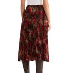 L'Agence NWT L’ Agence Fernanda Pleated Midi Skirt Dark Red Floral Size 10 Photo 1