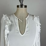 Free People  White Ruffle Long Sleeve Top Photo 2