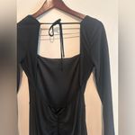 Lulus Night Out Attitude Black Ruched Tie-Back Long Sleeve Jumpsuit SzM Photo 8