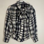 ZARA  Black and White Plaid Blouse with Bow Photo 2