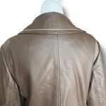 Vintage Danaya Cropped Brown Leather Jacket Cream Stitching Small Gold Buttons Photo 8