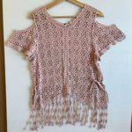 Crochet Pink Knit Off Shoulder Festival Top Size Small Photo 7
