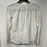 J.Crew  Womens White Eyelet Lace Sweatshirt Size Small Scallop Floral Cotton Photo 1