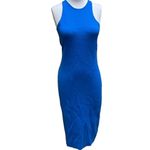 House of Harlow  1960 SLEEVELESS BLUE KNIT BODYCON OPEN BACK RACERBACK DRESS L Photo 2