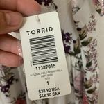Torrid size 1 1X short sleeve babydoll shirt new button floral white red flowy Photo 6