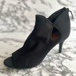 Dress Barn  Heels Open Toe Nylon Fabric Black Cutout 9 Evening Dressy Stretch Mod Photo 2