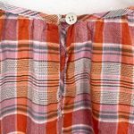 Madewell  Plaid Shirred Neck Boxy Top Cotton Short Sleeve Orange Oversized XXS Photo 9