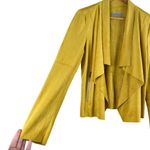 Bagatelle  Faux Suede Drape Moto Jacket Blazer Open Front Yellow, Size‎ Small Photo 9