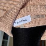 Calvin Klein  Womens Sweater Size Medium Pink Metallic Gold Cowl Neck Ribbed Knit Photo 5