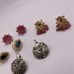 Lot Of 4 Pretty Pierced Costume Earrings Some Rhinestone One Pink Flower Pair Photo 5