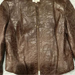 Women’s vintage brown Vakko leather jacket with perforated detailing. Size L Photo 2