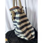 Michael Kors Large Blue And White Pinstripe Marina Tote Shoulder Bag Rope Handle Photo 6