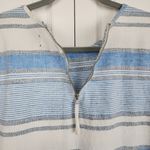 Lou & grey Linen Cotton Top Blouse Blue White Grey Stripe Zip Back Size M Photo 6