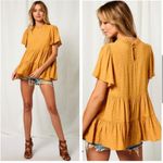 Boho Chic Flutter Sleeve Layered Tiered Baby Doll Short Sleeve Top Sz LG NWT Photo 4