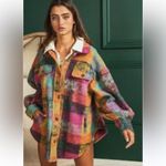 Bibi Button Fleece Shirt Jacket Large Purple Photo 2