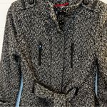 Forever 21 Faded Glory Women's Black and White Faux Wool Herringbone Trench Coat Large Photo 3