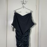 LEAU NWT black faux leather rouched strapless mini dress. XXL Photo 4