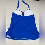 None NEW Bright Blue One-Piece Swimsuit Top Ruched Bust & Adjustable Tie Straps 2X Photo 1