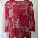 DKNY  top women’s size medium sheer pink floral long sleeve blouse VTG Y2K Photo 4