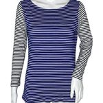Vineyard Vines  Shirt Womens Medium White Blue Party Stripe Boatneck Tee Nautical Photo 0