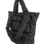 Dagne Dover  Jemi Black Puffer Quilted Shoulder Laptop Cargo Tote Handbag OS Photo 0