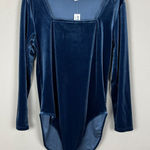 Old Navy  Bodysuit Womens XXL Blue Velvet Square‎ Neck Long Sleeve Stretch Dressy Photo 0