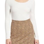 Socialite  Lace Trim Long Sleeve Rib Bodysuit in Ivory White Medium Photo 0