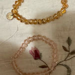 Beaded Stretch Bracelets Set Gold Pink Faceted Bead Charm Bracelet Jewelry Photo 0