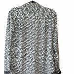 The Loft White & Black Ditsy Floral Print Collared Button Down Blouse Photo 5