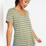 Old Navy LUXE Olive Green and White V-Neck Tunic Tee Photo 1