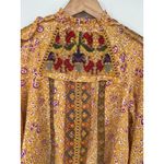 Anthropologie Maeve Goldie Embroidered Cross Stitch Yellow Blouse Size US 0 Boho Photo 3
