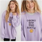 Aerie  crewneck the chill sweatshirt off the rails graphic ribbed smiley face Photo 1