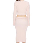 Danielle Guizio  Sweet Rib Knit Midi Skirt & Cardigan Set in Pink Photo 4