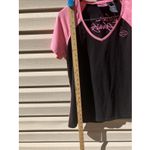 Harley‎ Davidson Women's Black Pink Stitching V Neck Short Sleeve Shirt Large Photo 5