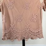 Forever 21 Romantic Sheer Lace Blouse Cottagecore Scalloped Floral Mesh Feminine Small Pink Photo 5