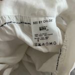 NWOT See by Chloe White Linen Skirt w/Blue Embroidery with Pockets sz 4 Blue Photo 3