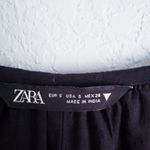 ZARA  Black Embroidered Balloon Sleeve Linen Dress Photo 5