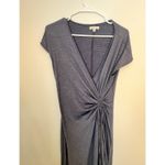 Max Studio Ruched Waist Tie Flattering Bump Friendly Blue Wrap Maxi Dress Size S Photo 2