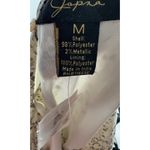 Japna  Beige Floral Metallic Ruffle Tiered Long Sleeve V-Neck Mini Dress Size M Photo 4