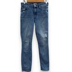 Mother The Looker Crop Distressed Medium Wash Jeans in Graffiti Girl Sz 27 Blue Photo 2